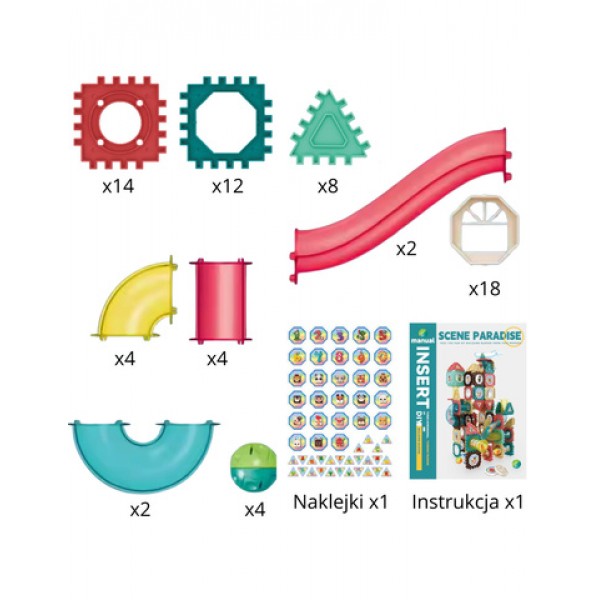 Magnetic Construction Blocks 3D-Ball Track 68 pcs., 54924-Rotaļlietas-bebis.lv