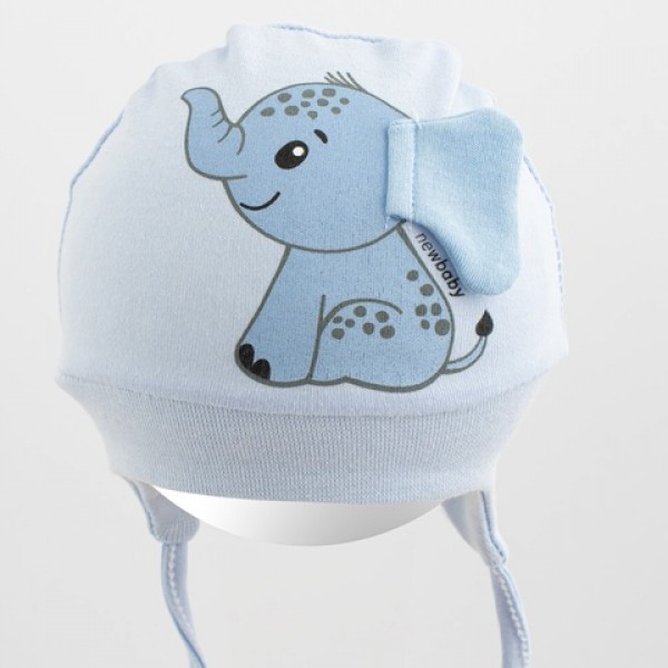 Baby cotton cap Happy ELEPHANT blue 56/62 cm (38/40) 56457-Children's clothing-bebis.lv