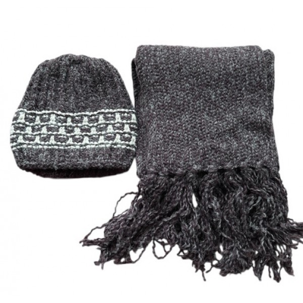 Шерстяная шапка в комплекте с шарфом CZ-2720 brown (55-60 см)-Детская одежда-bebis.lv