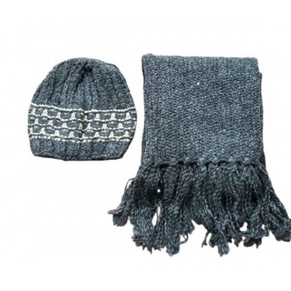 Шерстяная шапка в комплекте с шарфом CZ-2720 dark grey (55-60 см)-Детская одежда-bebis.lv