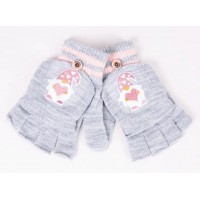 Cimdiņi 5P ar "kapucīti" MITTENS R-127A GIRL grey (12)