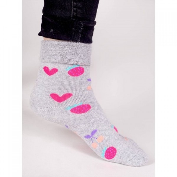 Zeķes frotē 31/34 SKF-0003 grey hearts-zeķes,zeķubikses,legingi-bebis.lv