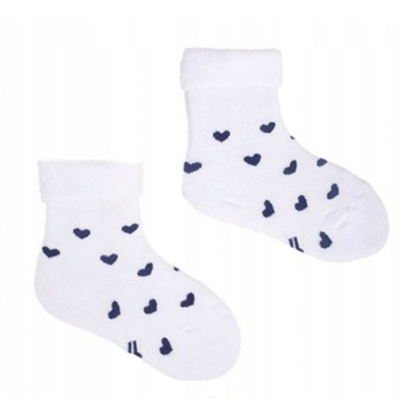 Zeķes frotē 31/34 SKF-0003 white hearts-zeķes,zeķubikses,legingi-bebis.lv