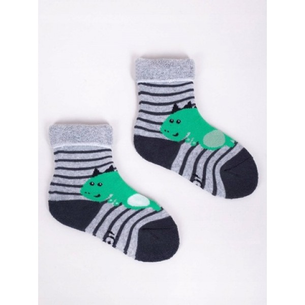 Zeķes frotē ar ABS SKF-0005 grey dino-zeķes,zeķubikses,legingi-bebis.lv