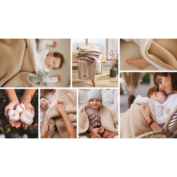 Вязаное одеяло с утеплением 75х100 см Babyono 1659/02-Постельные принадлежности-bebis.lv