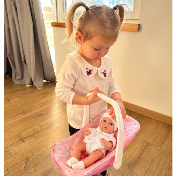 Кукла WOOPI ROYAL Baby Doll 30,5 см + розовая переноска--bebis.lv