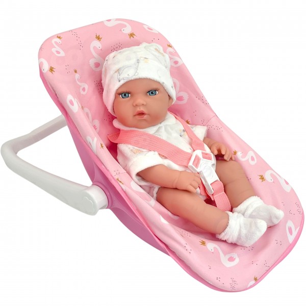 Кукла WOOPI ROYAL Baby Doll 30,5 см + розовая переноска--bebis.lv