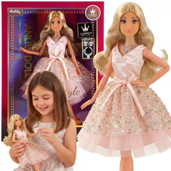 WOOPIE ROYAL Lily Doll 30 cm Long Blonde Hair Pink Dress Jewelry--bebis.lv