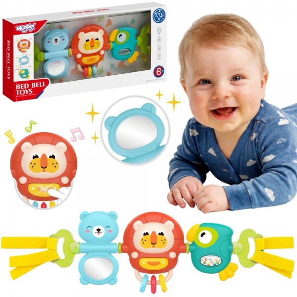 Stroller Pendant Crib Sensory Playing Rattle Mirror 6m+-MAZUĻIEM (~0-5 gadi)-bebis.lv