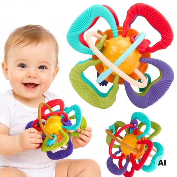 WOOPIE BABY Sensory Ball Teether for Babies-MAZUĻIEM (~0-5 gadi)-bebis.lv