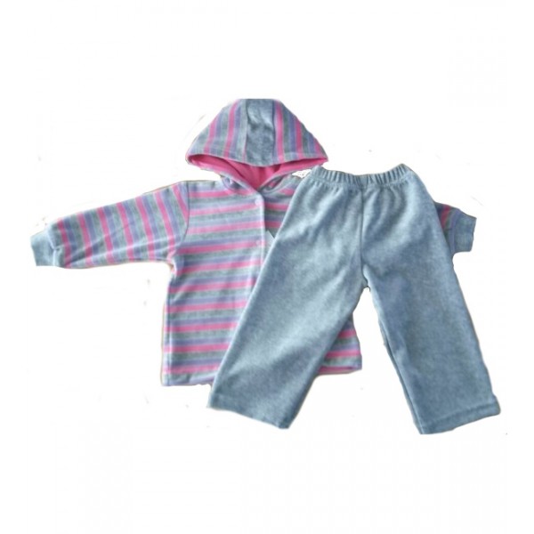 Komplekts velūra 80 cm MARGO 19021 pink stripes-Bērnu apģērbi-bebis.lv