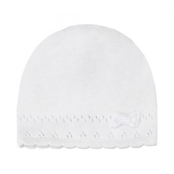 Cepure ažūra balta 36/38 cm 44-001-Bērnu apģērbi-bebis.lv