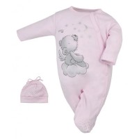 Kombinezons trik.+cepurīte ANGEL 62 cm 08-985 pink