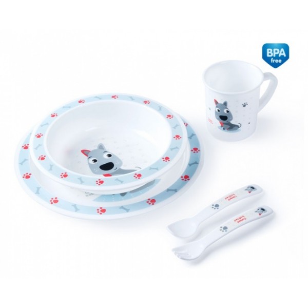 Комплект пластмассовой посуды BLUE DOG 4/401-Кормление ребёнка-bebis.lv