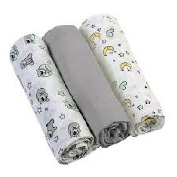 Muslīna autiņu komplekts SUPER SOFT (3 gab.) 348/01 grey-Gultas veļa un piederumi-bebis.lv
