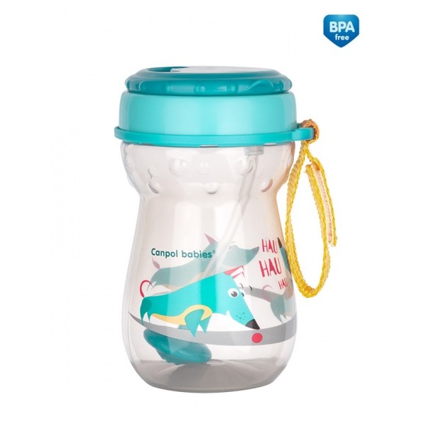 Sporta pudele ar svērteni un salmiņu Canpol babies 56/518-Bērna barošana-bebis.lv