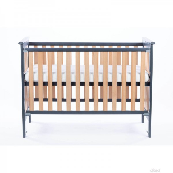 Кровать LEO DELUXE graphite-beech с дополнительным бортиком-Детская мебель-bebis.lv