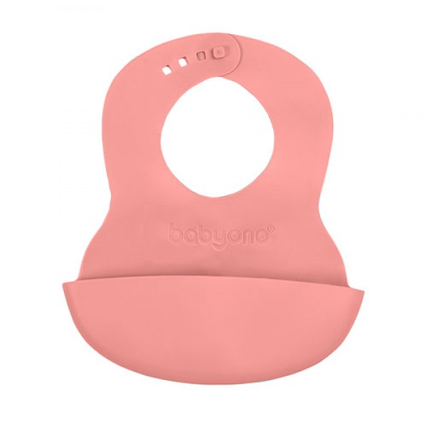 Слюнявчик силиконовый BabyOno 835/04 pink-Кормление ребёнка-bebis.lv