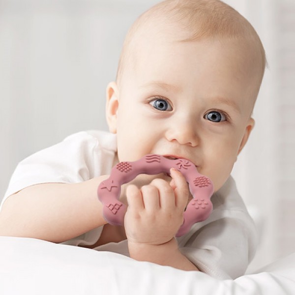 Zobu graužamais elastīgs RING BabyOno 825/02 pink-Rotaļlietas-bebis.lv