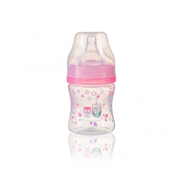 Бутылка с широким горлышком 120 ml  402/02 pink-бутылочки и аксессуары-bebis.lv