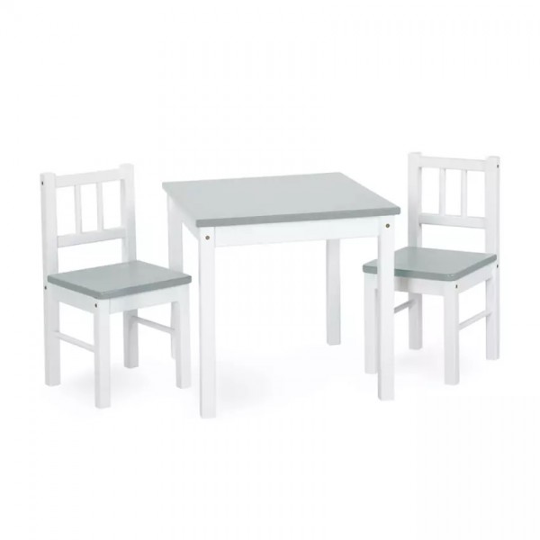 Galdiņš un divi krēsliņi  JOY white/grey-Bērnu mēbeles-bebis.lv