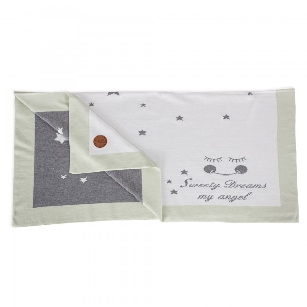Вязаное хлопковое одеяло STARS MINT 90x90 cm Ceba Baby (812)-ПОСТЕЛЬНЫЕ ПРИНАДЛЕЖНОСТИ-bebis.lv