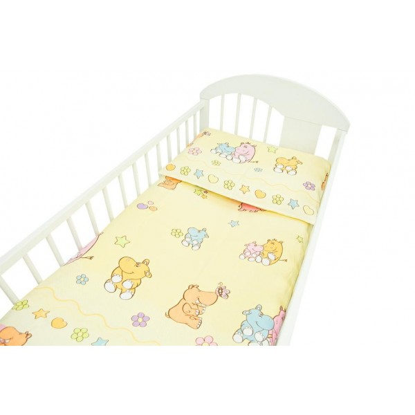G/v komplekts HIPPO yellow FLANEĻA 2 el. K-2T135(135x100 cm)-GULTAS VEĻA UN PIEDERUMI-bebis.lv