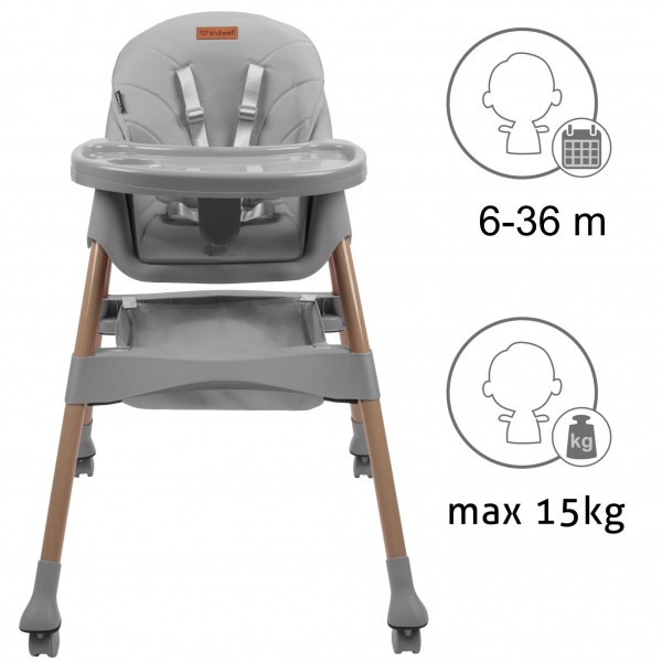 Krēsliņš KARIMI grey 2-in-1 Kidwell-Bērnu mēbeles-bebis.lv