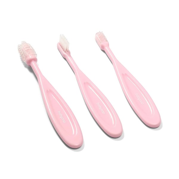 Комплект зубных щеточек  3 ступени  Babyono 550/01 pink-Средства по уходу-bebis.lv
