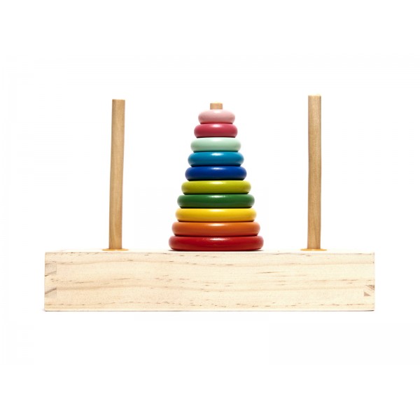 Деревянная игрушка-пирамида с основанием 6214-ИГРУШКИ-bebis.lv