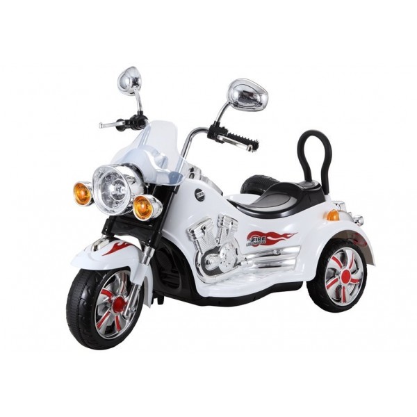 Motocikls ar blakusvāģi SX138 white (6446)-BĒRNU TRANSPORTS-bebis.lv
