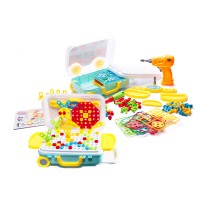 Screwdriver Drill Screws Construction Blocks DIY Kit Suitcase 258 pc.