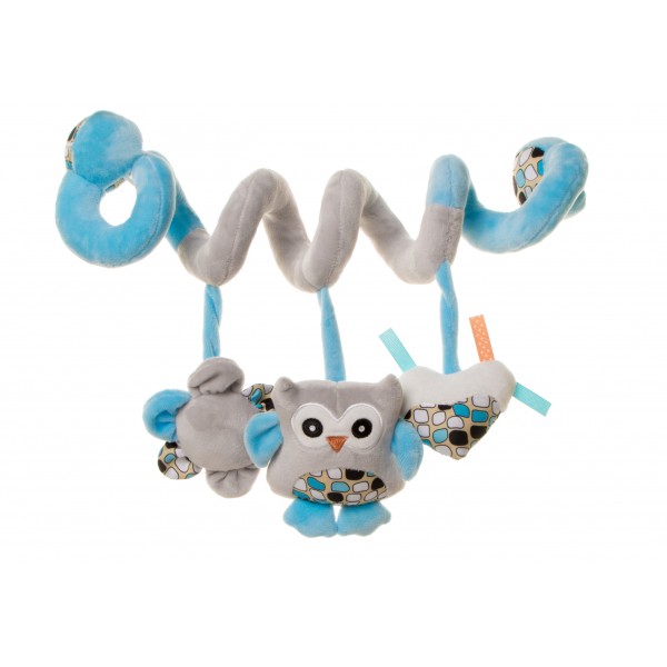 Plīša spirāle OWLS blue 4BABY OB07 Play&Edu-ROTAĻLIETAS-bebis.lv