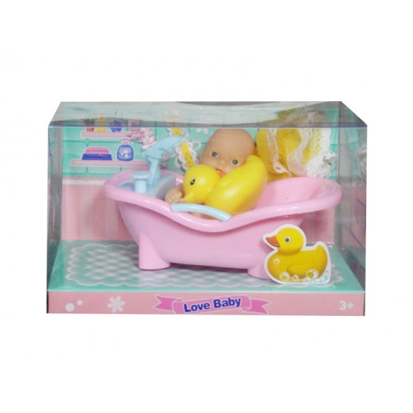 Куколка с ванной 18x11x10 см Q4721-Игрушки-bebis.lv