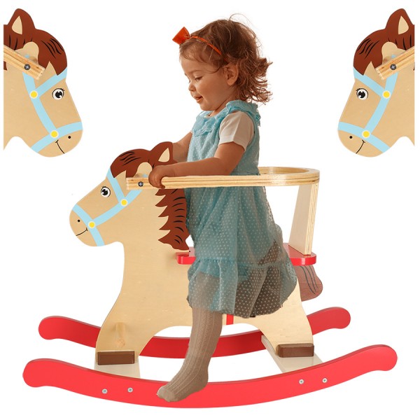 Лошадка-качалка деревянная KX4885-Детский электротранспорт-bebis.lv