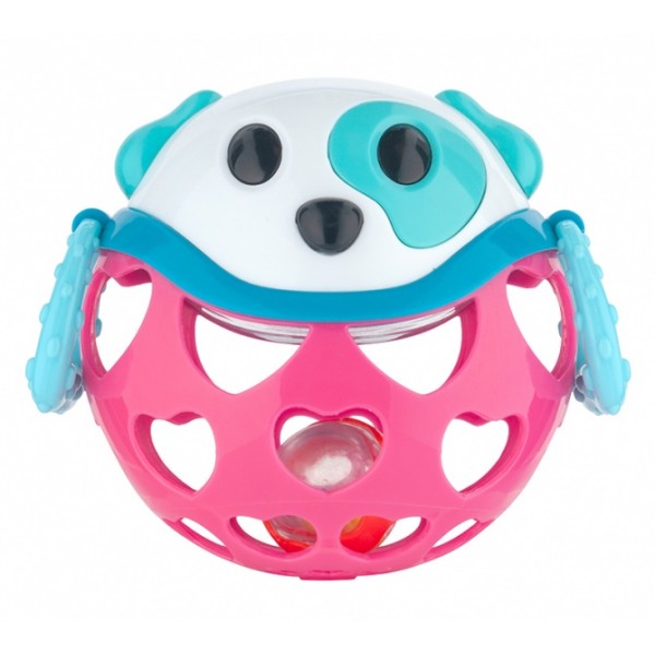 Rotaļlieta ar grabuli DOG 79/101 pink-Rotaļlietas-bebis.lv