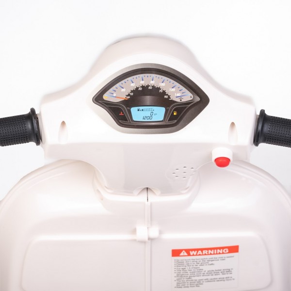 Baby Mix Vespa elektriskais motocikls baltā krāsā--bebis.lv