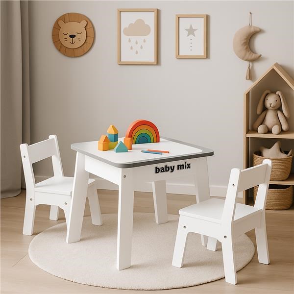 Детский стол и стул Baby mix Leaf Grey--bebis.lv