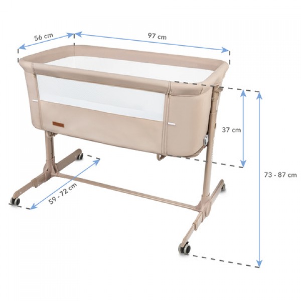 NALI beige 2-in-1 folding crib: side or separate-Bērnu mēbeles-bebis.lv