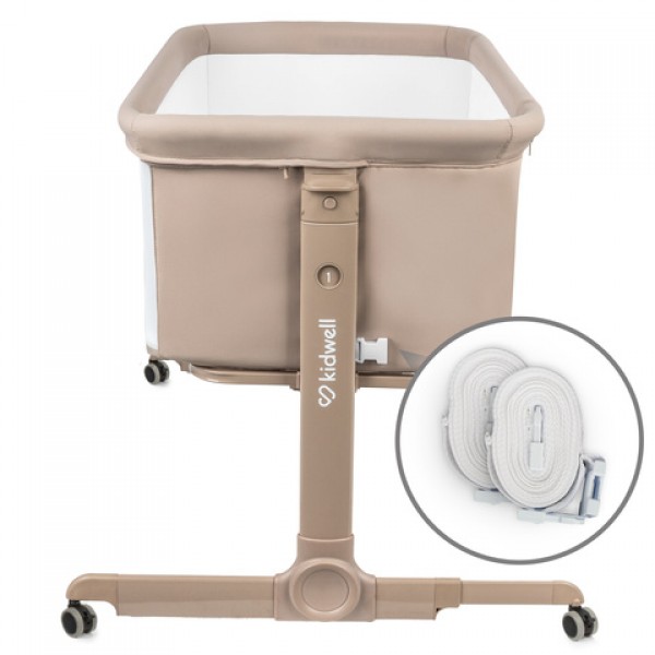 NALI beige 2-in-1 folding crib: side or separate-Bērnu mēbeles-bebis.lv