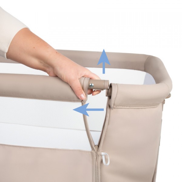 NALI beige 2-in-1 folding crib: side or separate-Bērnu mēbeles-bebis.lv