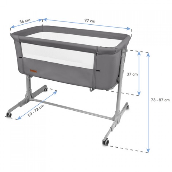 Saliekamā gulta 2-in1 NALI grey: sānu gultiņa vai brīvi stāvošā-Bērnu mēbeles-bebis.lv
