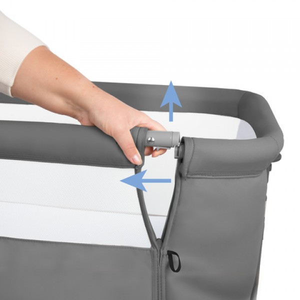 Saliekamā gulta 2-in1 NALI grey: sānu gultiņa vai brīvi stāvošā-Bērnu mēbeles-bebis.lv