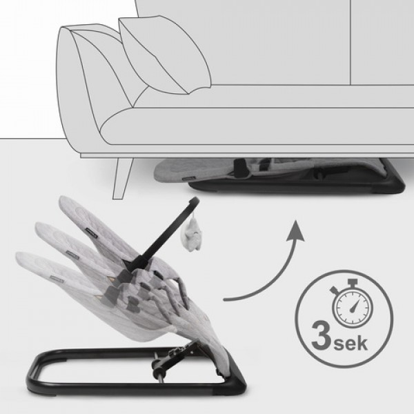 Šūpuļkrēsliņš Kidwell LARO Full grey/black-Bērnu mēbeles-bebis.lv