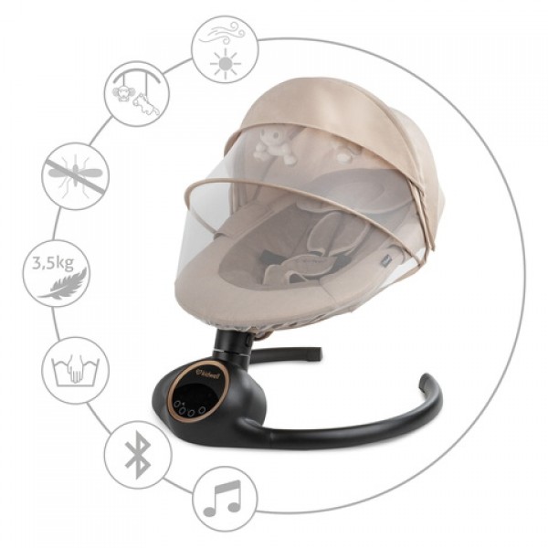 Кресло-качели REVE beige/gold Kidwell-Детская мебель-bebis.lv