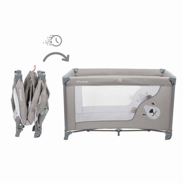 Travel cot with accessories BLISSY Gray--bebis.lv