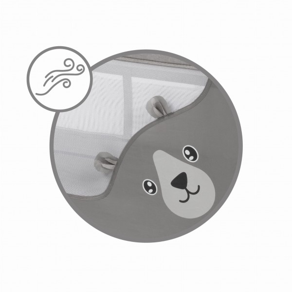 Travel cot with accessories BLISSY Gray--bebis.lv