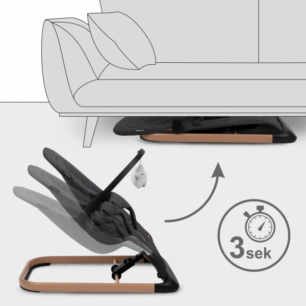 LARO Black/Wooden baby bouncer--bebis.lv