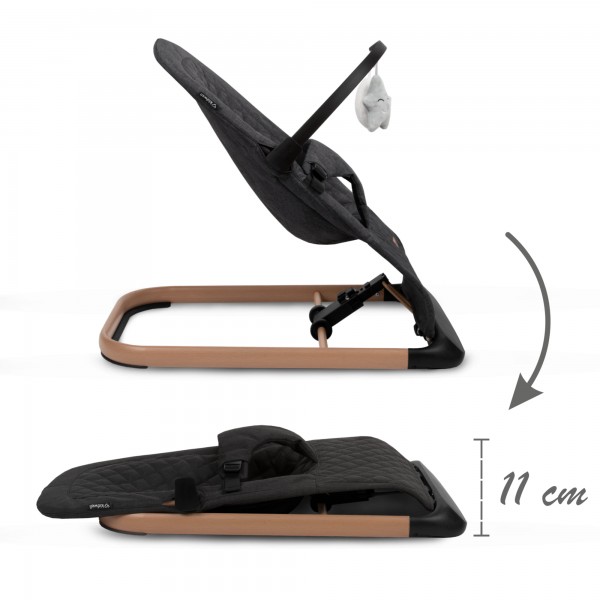 LARO Black/Wooden baby bouncer--bebis.lv