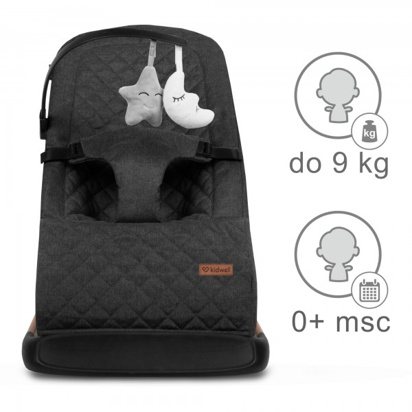 LARO Black/Wooden baby bouncer--bebis.lv
